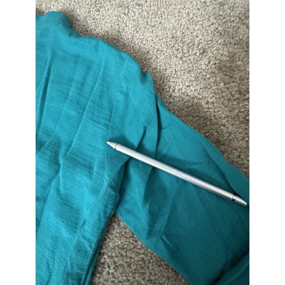 Mid Length Teal Kurta Shalwar Linen Stitched Traditional Women Dress Pant Large - Picture 8 of 16